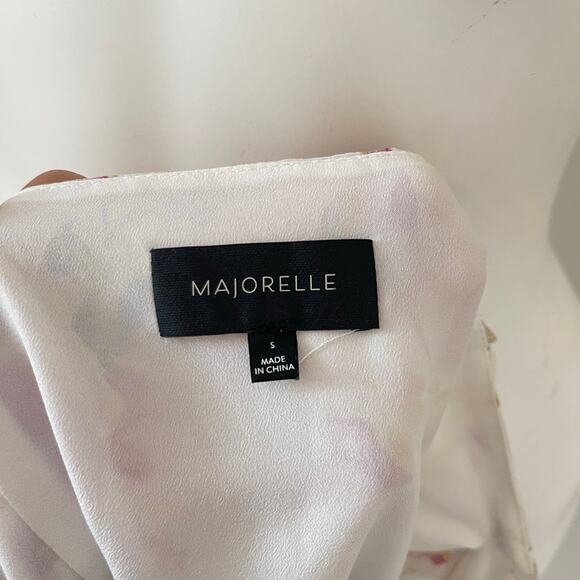 Majorelle Milkmaid Floral Mini Dress Size Small White Pink Tie Front Sunbeams - Picture 10 of 14